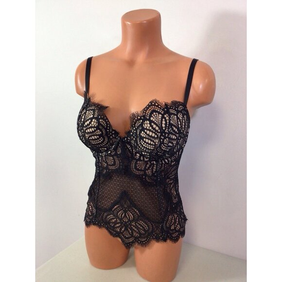 Victorias Secret Lace Corset Bustier Lingerie Black Sexy Womens 36D - Picture 5 of 8